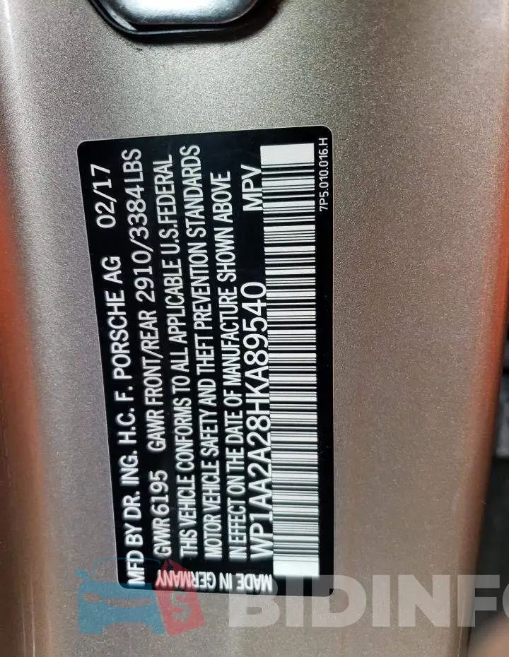 WP1AA2A28HKA89540 Photo# 13
