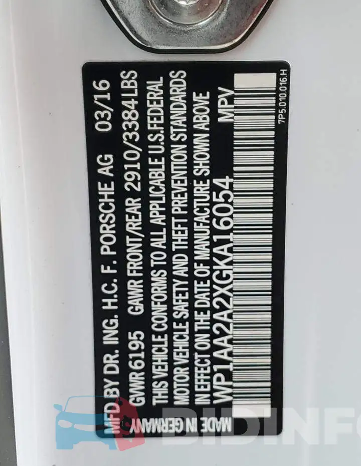WP1AA2A2XGKA16054 Photo# 13