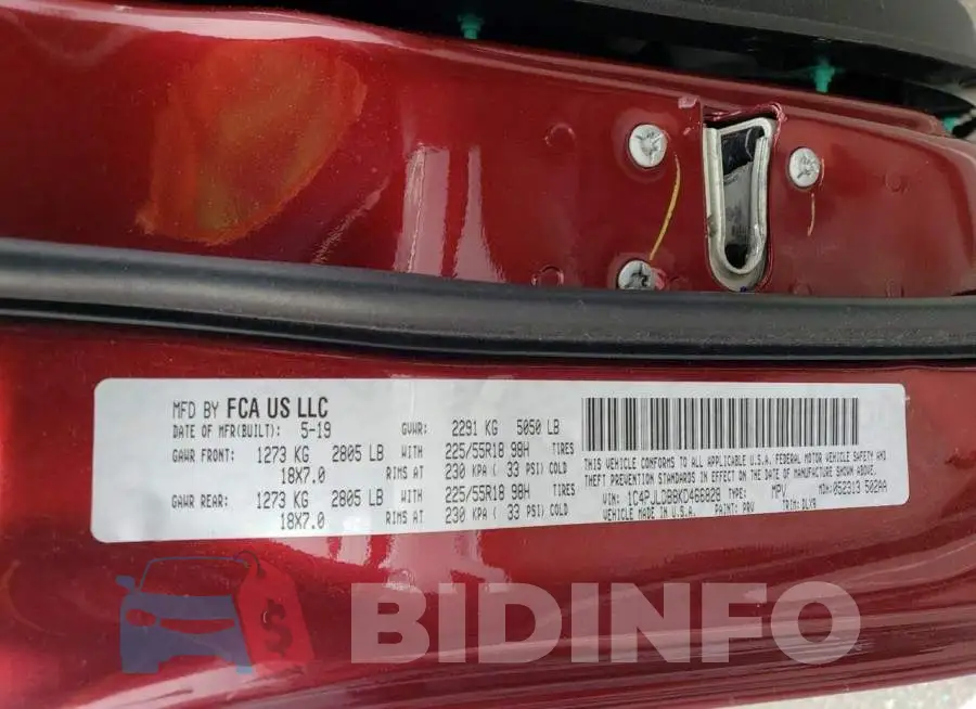 1C4PJLDB8KD466828 Photo# 13