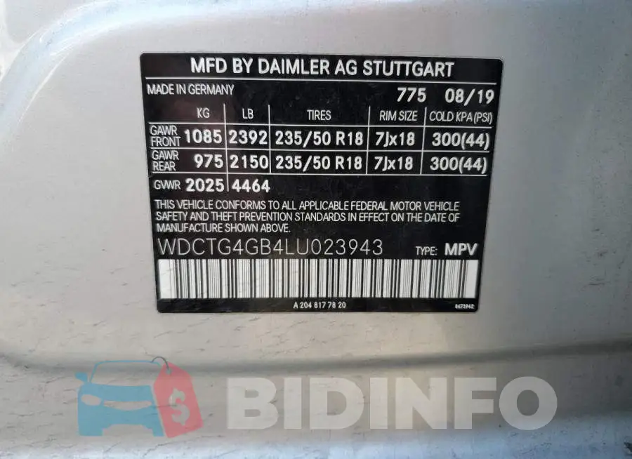 WDCTG4GB4LU023943 Photo# 13