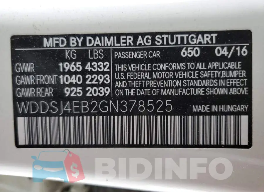 WDDSJ4EB2GN378525 Photo# 12