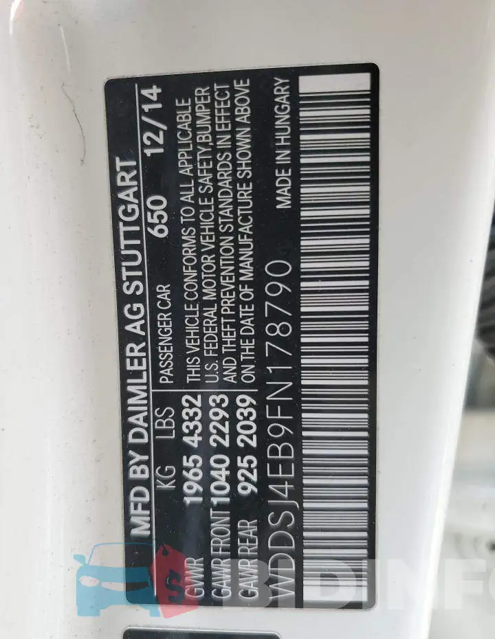WDDSJ4EB9FN178790 Photo# 12