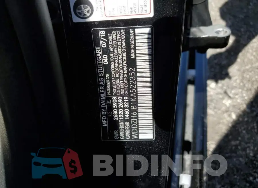 WDDZH6JB1KA522352 Photo# 13