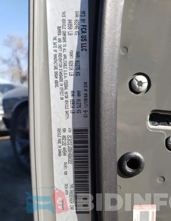 2C3CDZJG5KH680322 Photo# 12