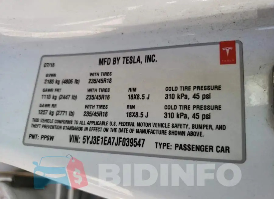5YJ3E1EA7JF039547 Photo# 13