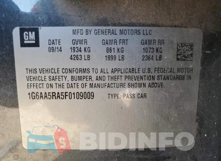 1G6AA5RA5F0109009 Photo# 12