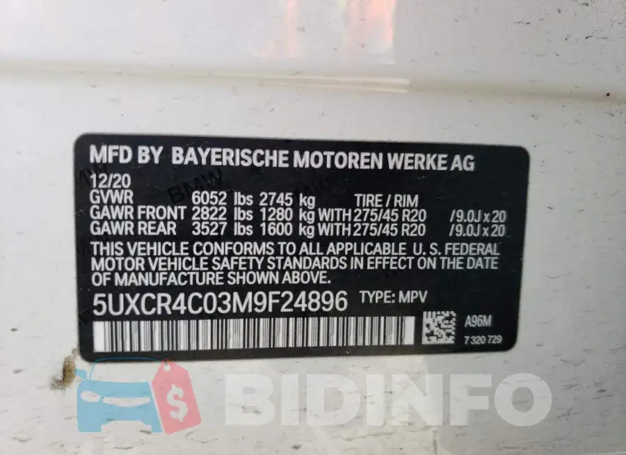 5UXCR4C03M9F24896 Photo# 12