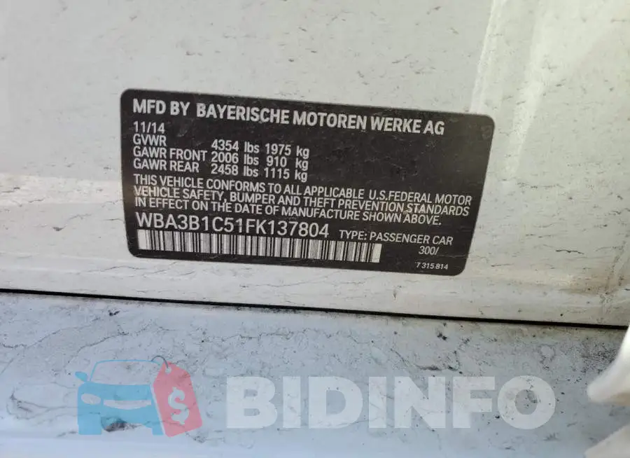 WBA3B1C51FK137804 Photo# 12