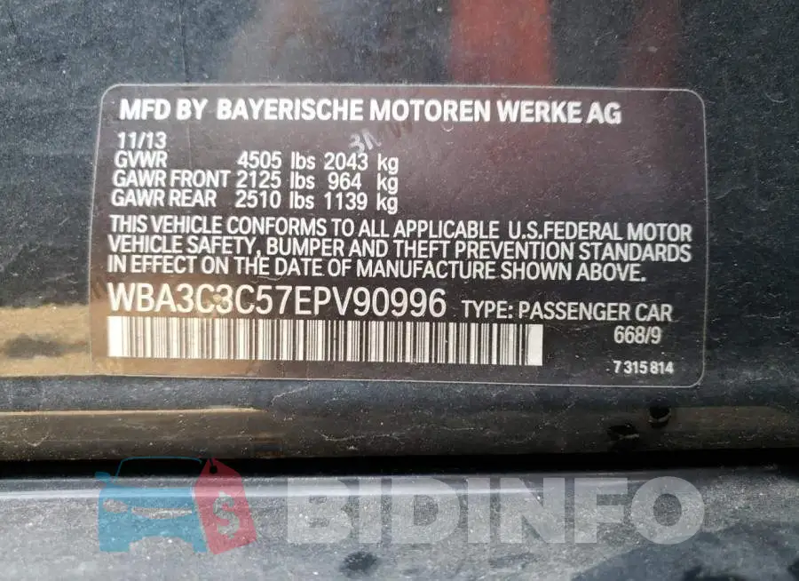 WBA3C3C57EPV90996 Photo# 12
