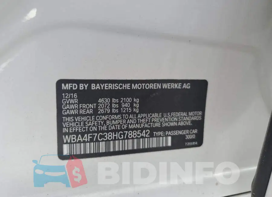 WBA4F7C38HG788542 Photo# 12
