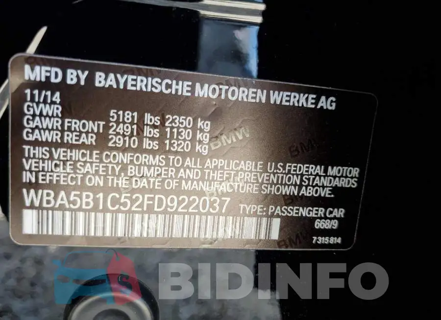 WBA5B1C52FD922037 Photo# 12