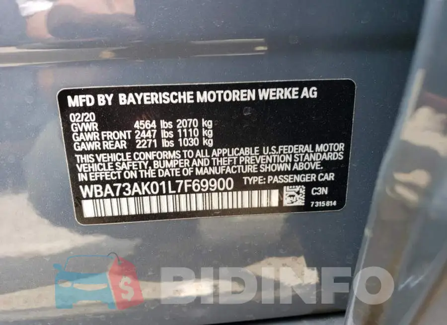 WBA73AK01L7F69900 Photo# 12