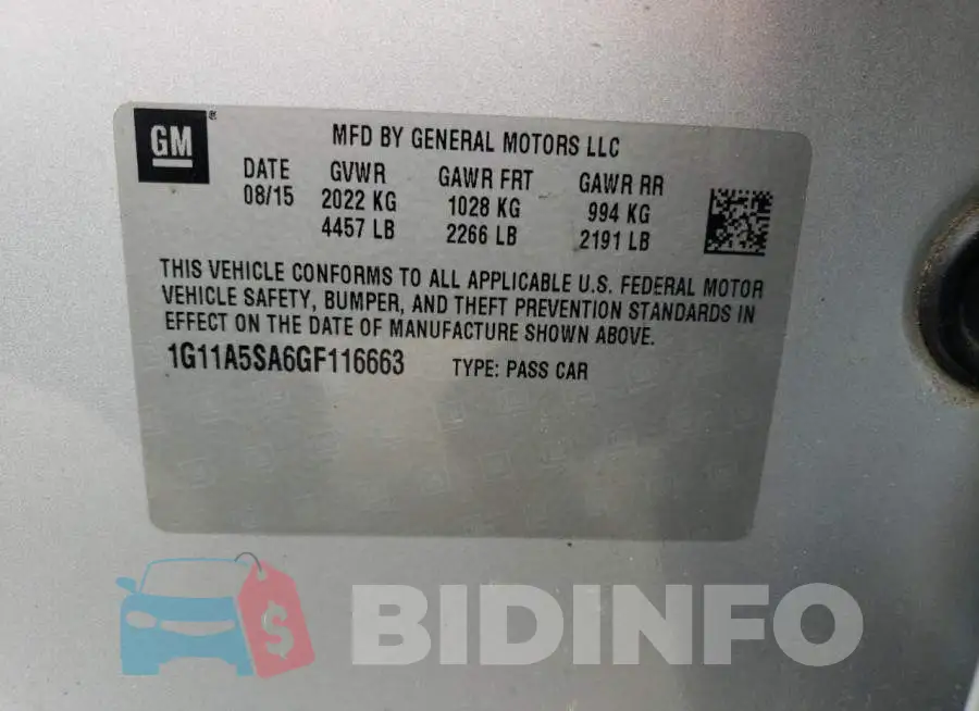 1G11A5SA6GF116663 Photo# 12