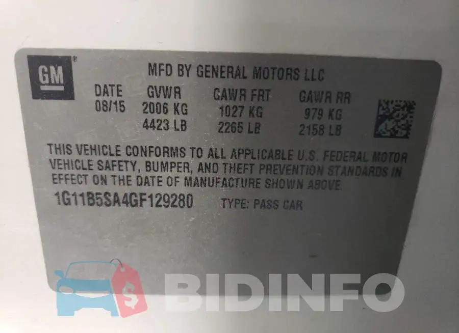 1G11B5SA4GF129280 Photo# 12