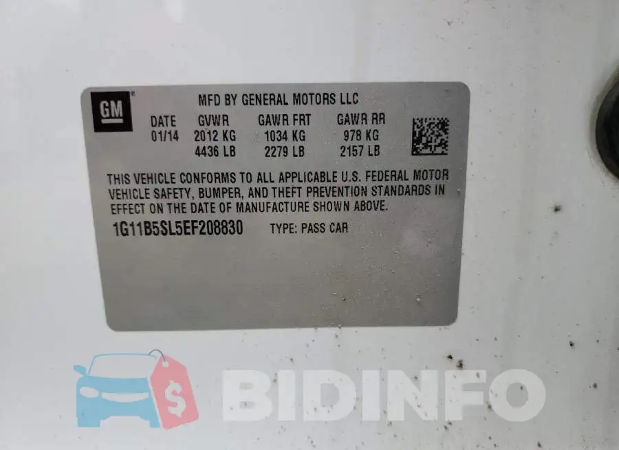 1G11B5SL5EF208830 Photo# 12