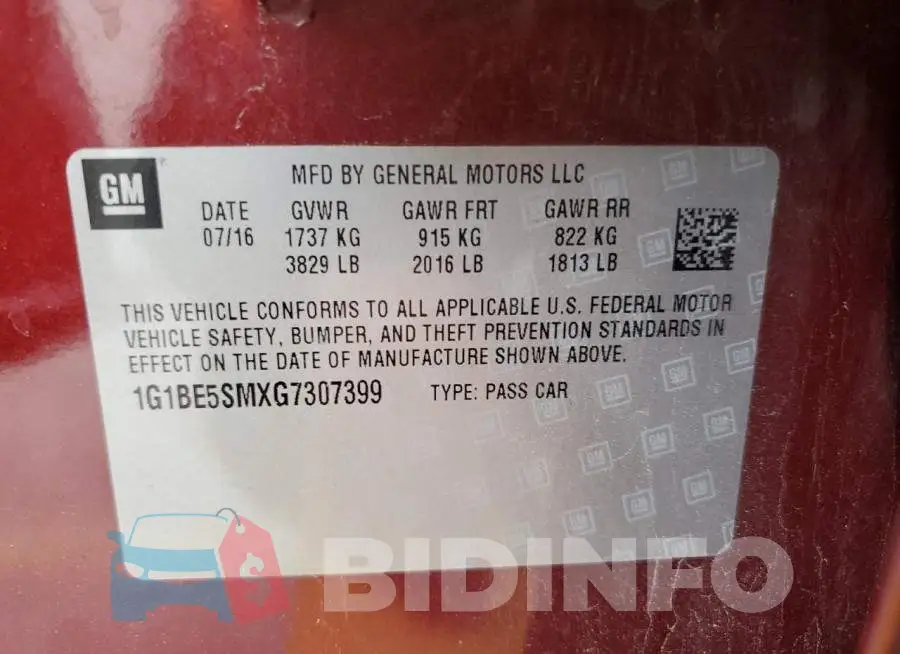 1G1BE5SMXG7307399 Photo# 13