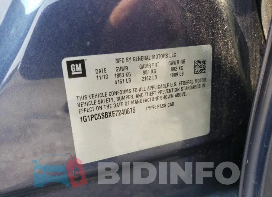 1G1PC5SBXE7240875 Photo# 12