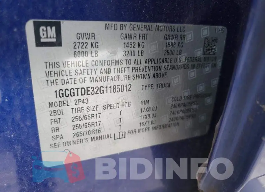 1GCGTDE32G1185012 Photo# 12