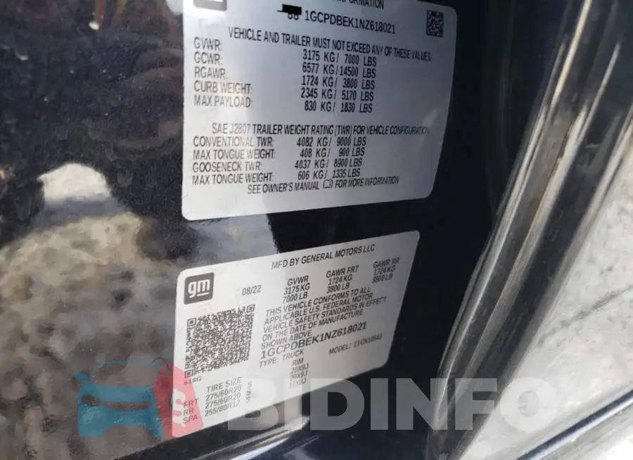 1GCPDBEK1NZ618021 Photo# 12