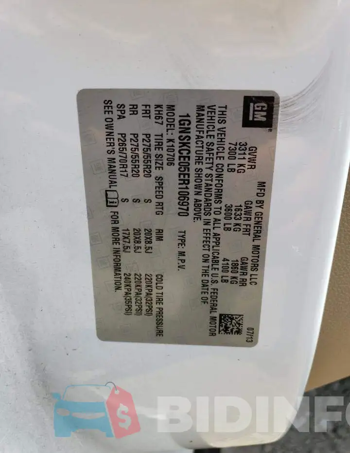 1GNSKCE05ER106970 Photo# 12