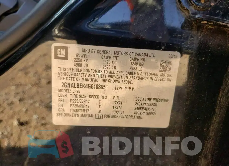 2GNALBEK4G6103951 Photo# 12