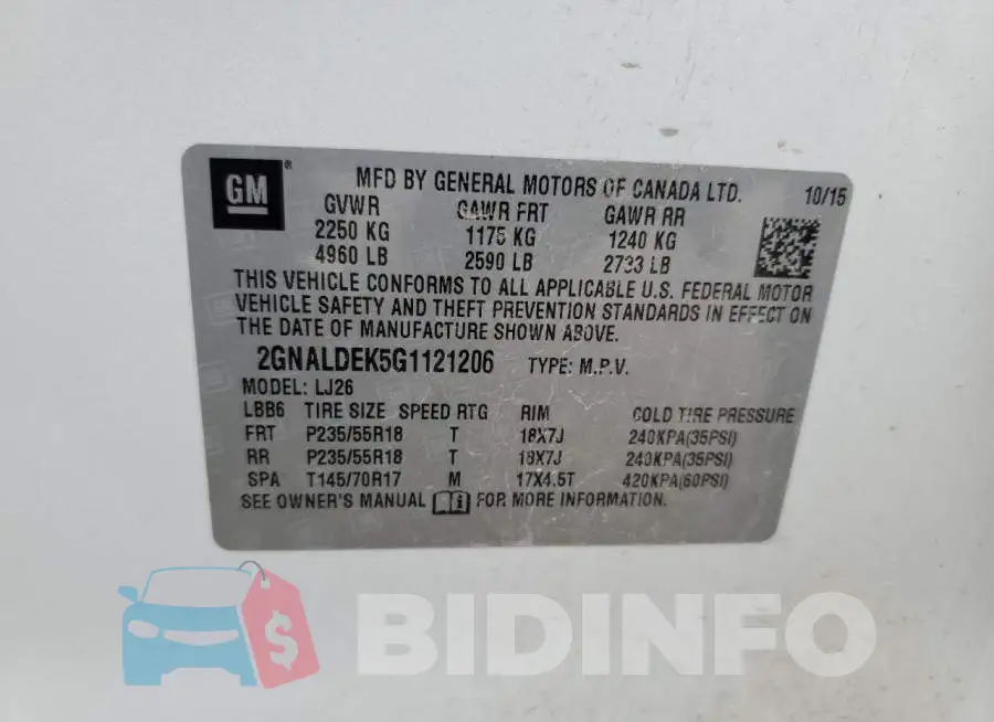 2GNALDEK5G1121206 Photo# 13