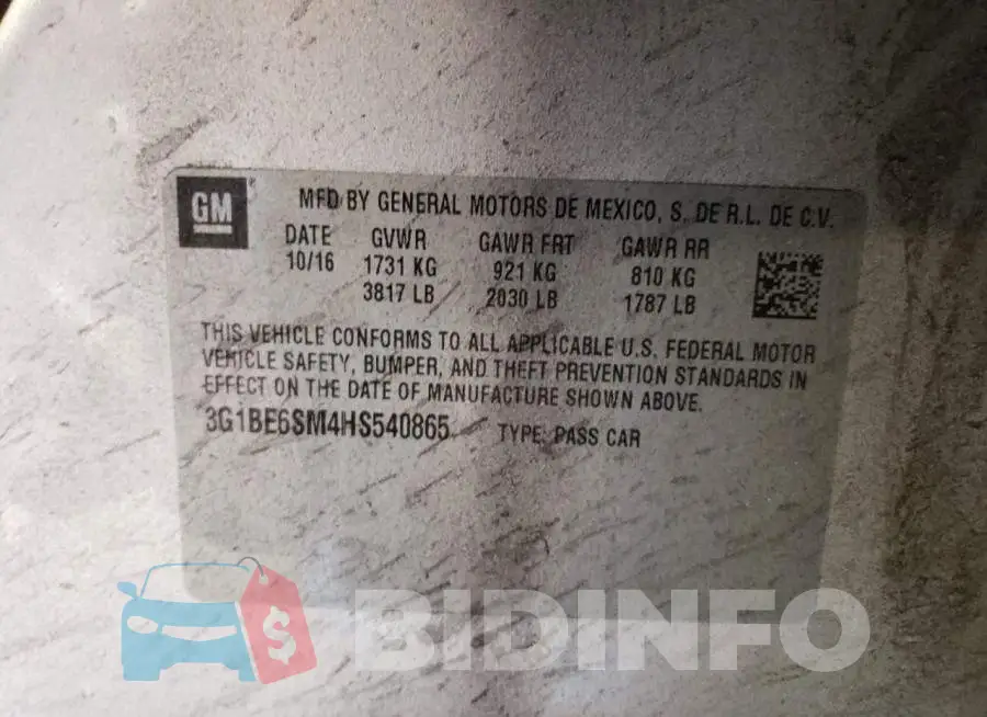 3G1BE6SM4HS540865 Photo# 12