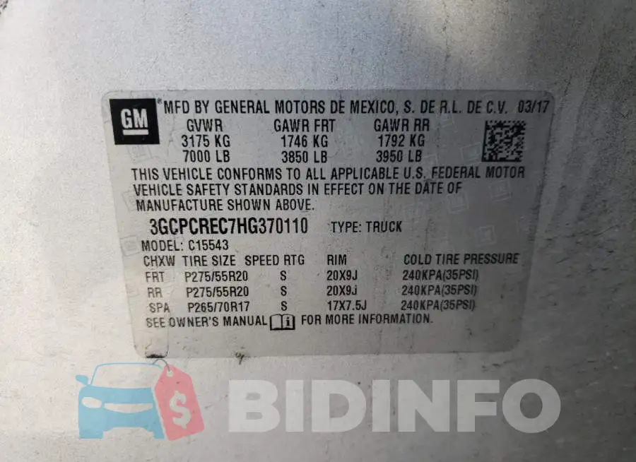 3GCPCREC7HG370110 Photo# 12