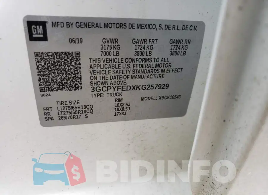 3GCPYFEDXKG257929 Photo# 12