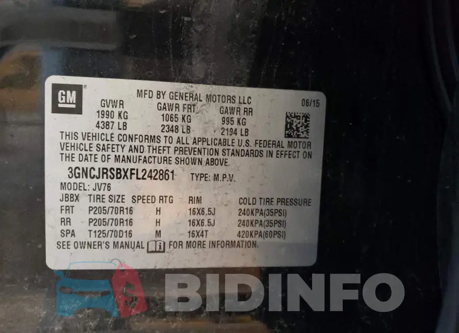 3GNCJRSBXFL242861 Photo# 13