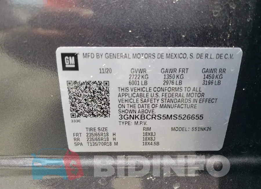 3GNKBCRS5MS526655 Photo# 12