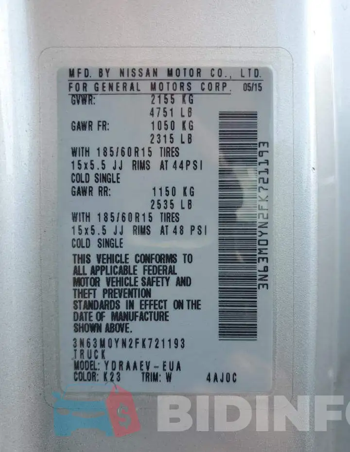 3N63M0YN2FK721193 Photo# 12