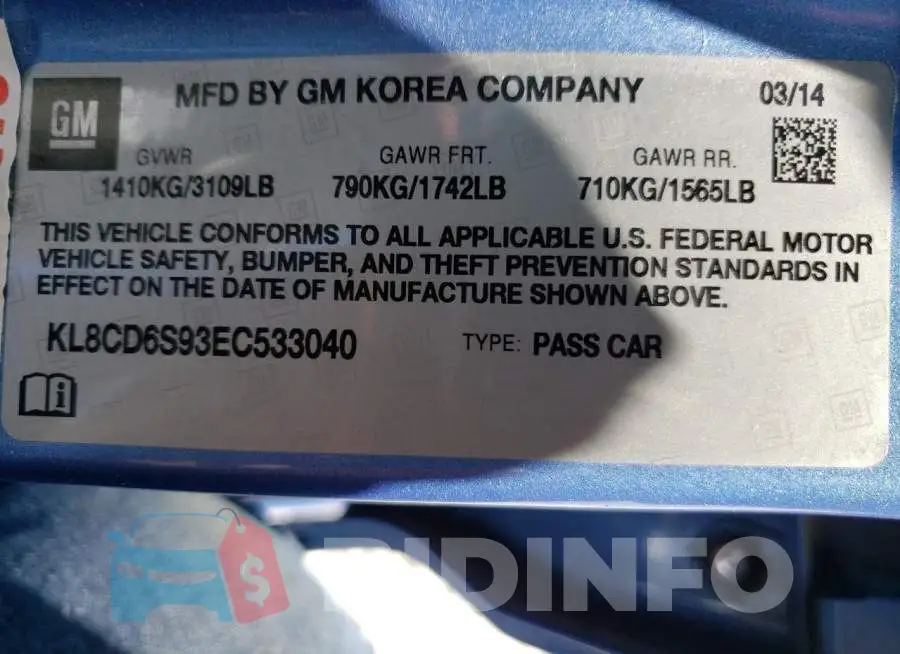 KL8CD6S93EC533040 Photo# 12