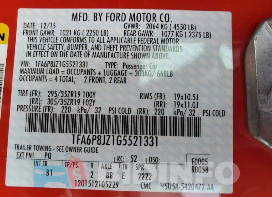 1FA6P8JZ1G5521331 Photo# 13