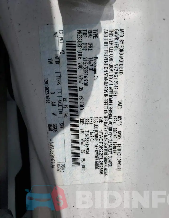 1FADP3K22FL262886 Photo# 12