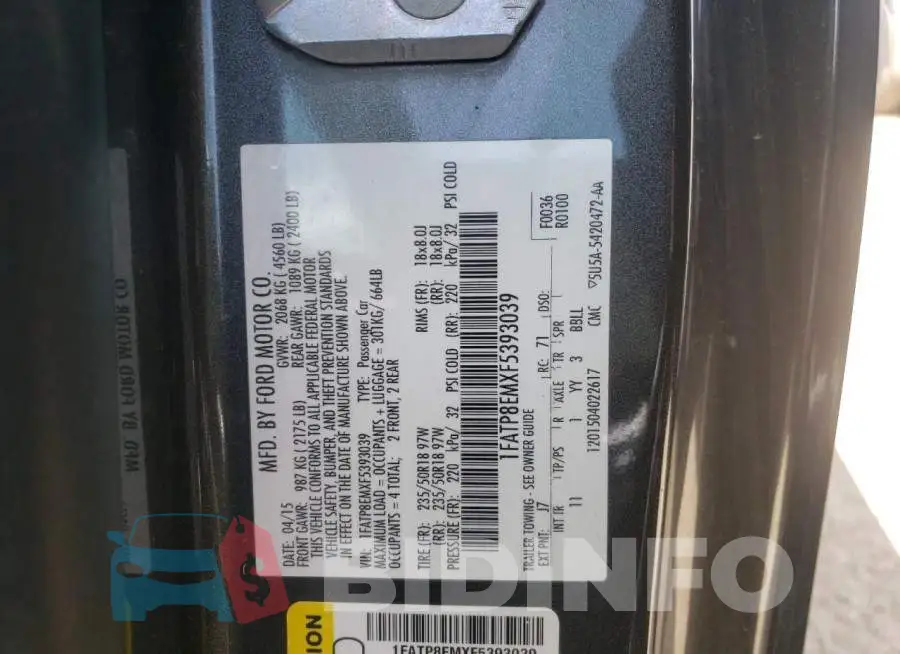 1FATP8EMXF5393039 Photo# 12