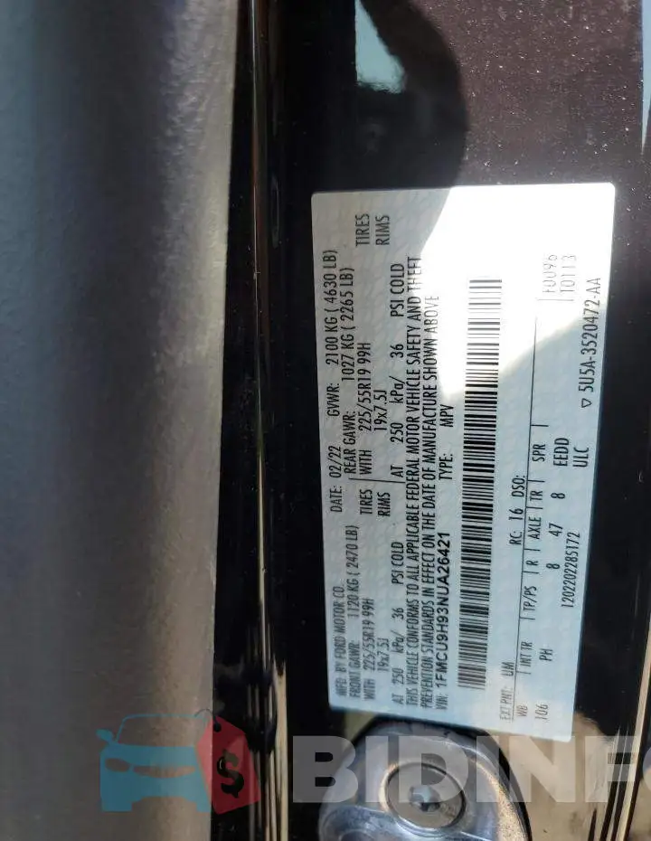 1FMCU9H93NUA26421 Photo# 12