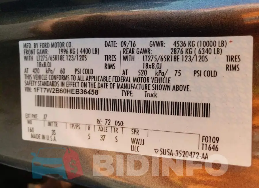1FT7W2B60HEB36458 Photo# 12