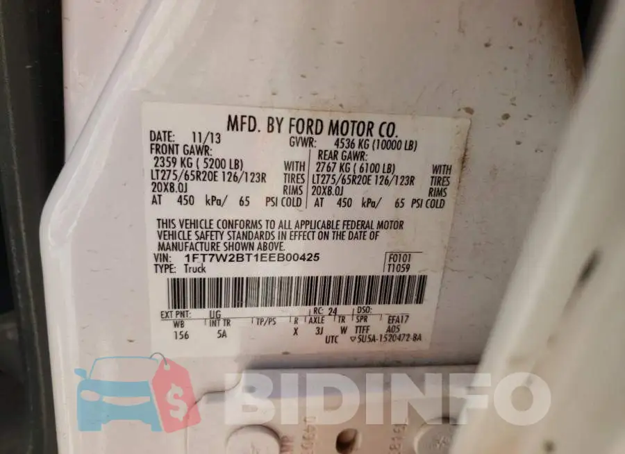 1FT7W2BT1EEB00425 Photo# 13