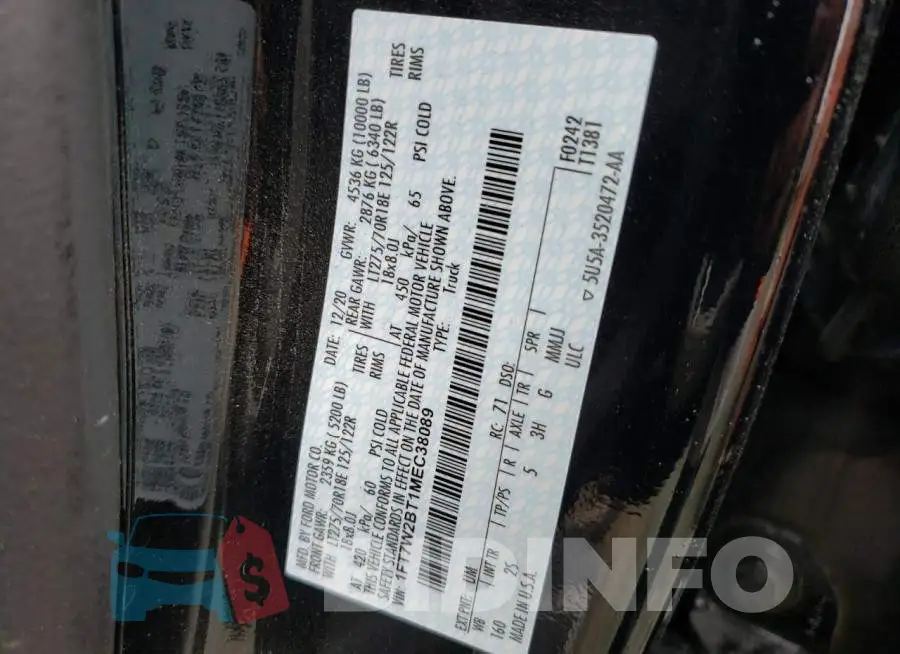 1FT7W2BT1MEC38089 Photo# 12