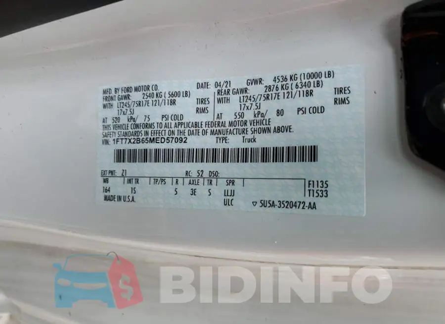 1FT7X2B65MED57092 Photo# 12