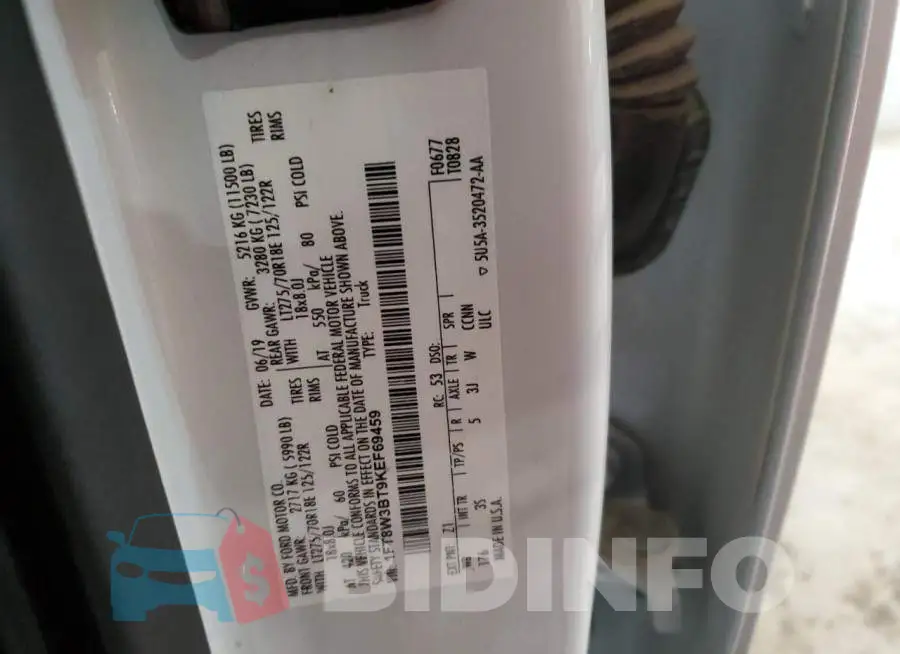1FT8W3BT9KEF69459 Photo# 12