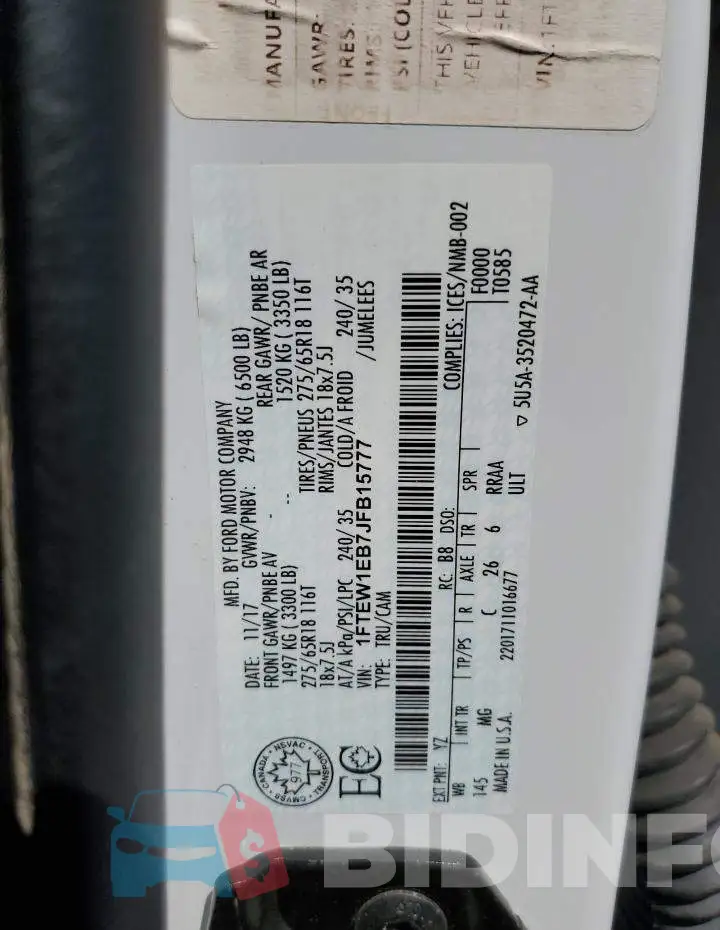 1FTEW1EB7JFB15777 Photo# 13