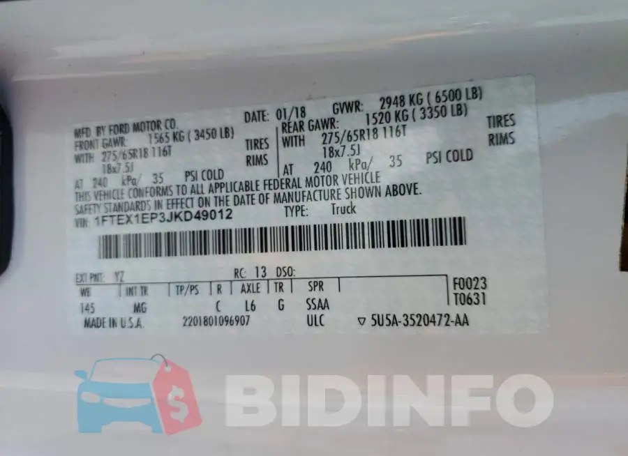 1FTEX1EP3JKD49012 Photo# 12