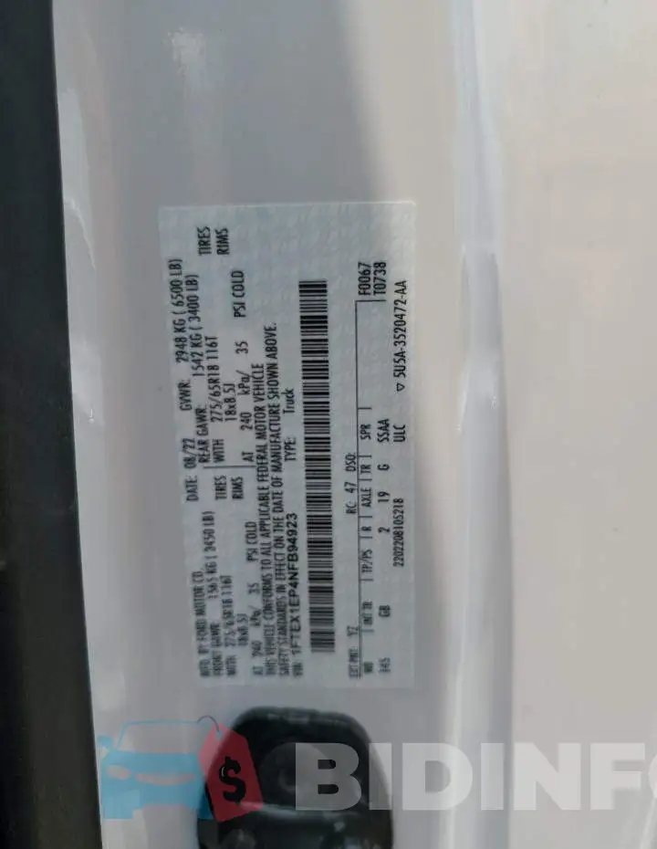 1FTEX1EP4NFB94923 Photo# 12