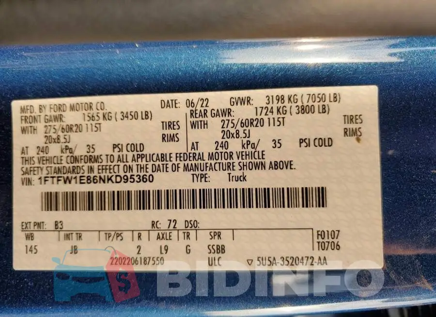 1FTFW1E86NKD95360 Photo# 13