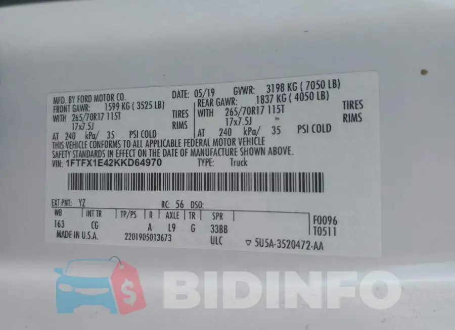 1FTFX1E42KKD64970 Photo# 12