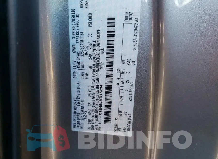 1FTFX1E45LKD15294 Photo# 12