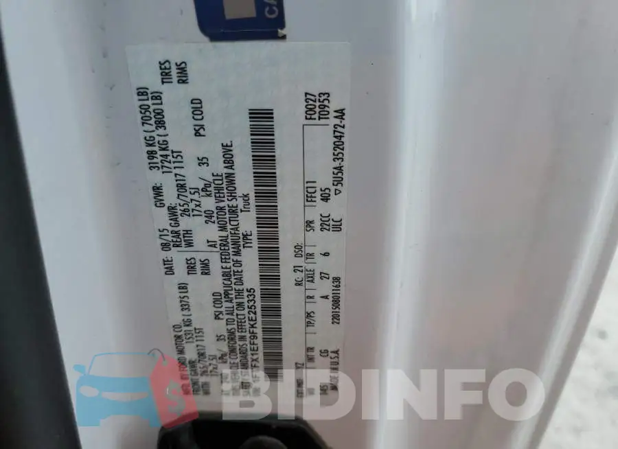 1FTFX1EF9FKE25335 Photo# 12