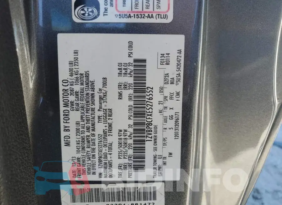 1ZVBP8CFXE5276552 Photo# 12